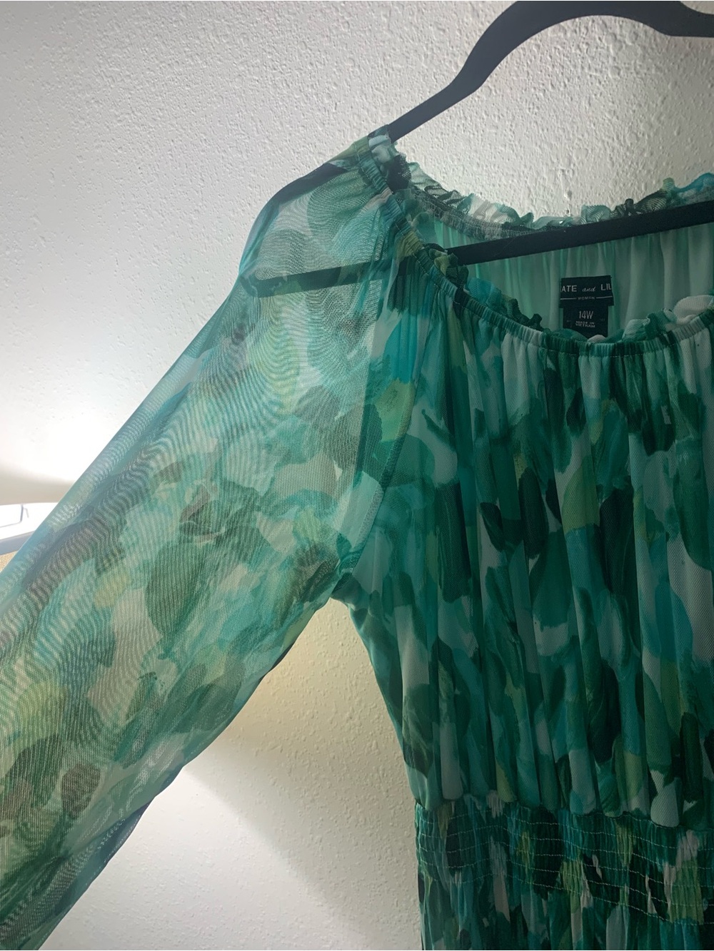 Teal Green Abstract-Print Long Sleeve Maxi Dress - Picture 3 of 4